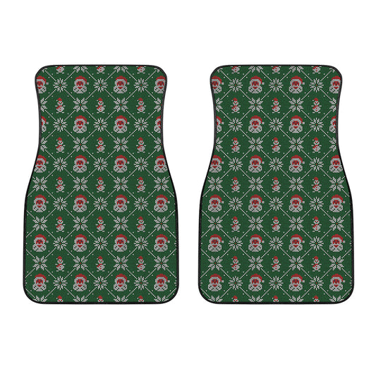 Santa Claus Knitted Pattern Print Front Car Floor Mats