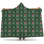 Santa Claus Knitted Pattern Print Hooded Blanket