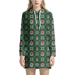Santa Claus Knitted Pattern Print Hoodie Dress