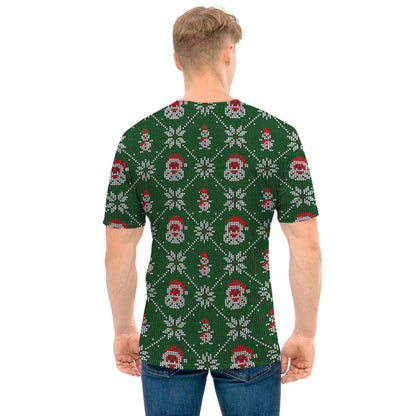 Santa Claus Knitted Pattern Print Men's T-Shirt