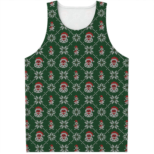 Santa Claus Knitted Pattern Print Men's Tank Top