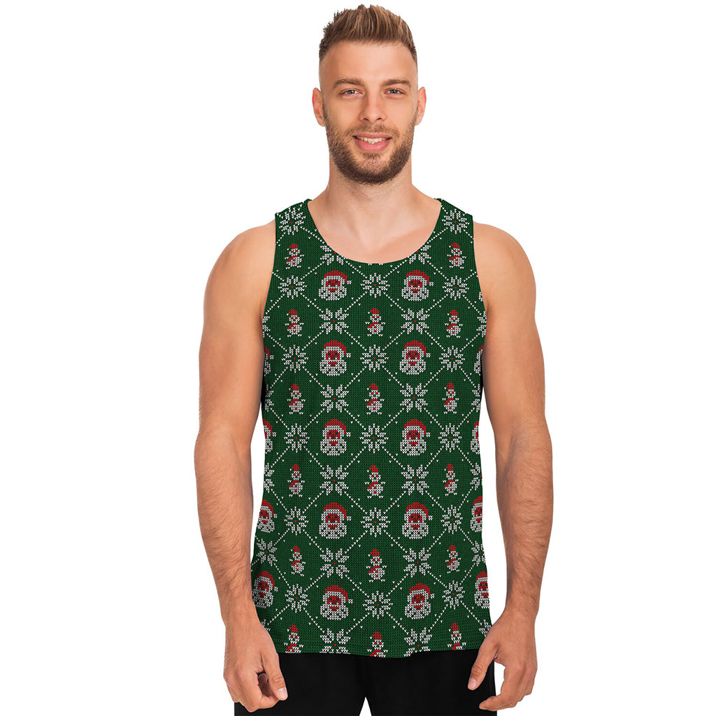 Santa Claus Knitted Pattern Print Men's Tank Top