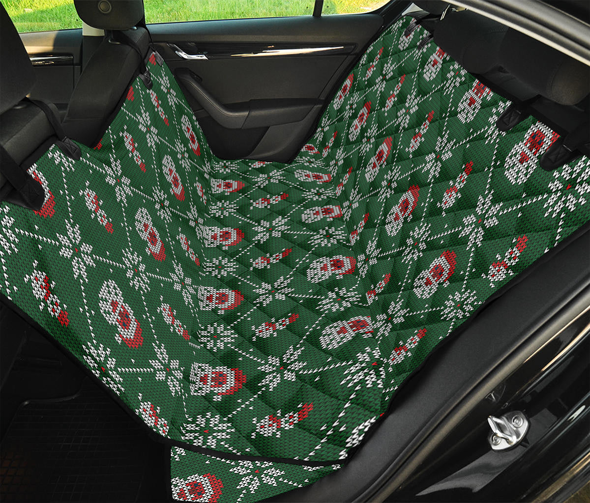 Santa Claus Knitted Pattern Print Pet Car Back Seat Cover