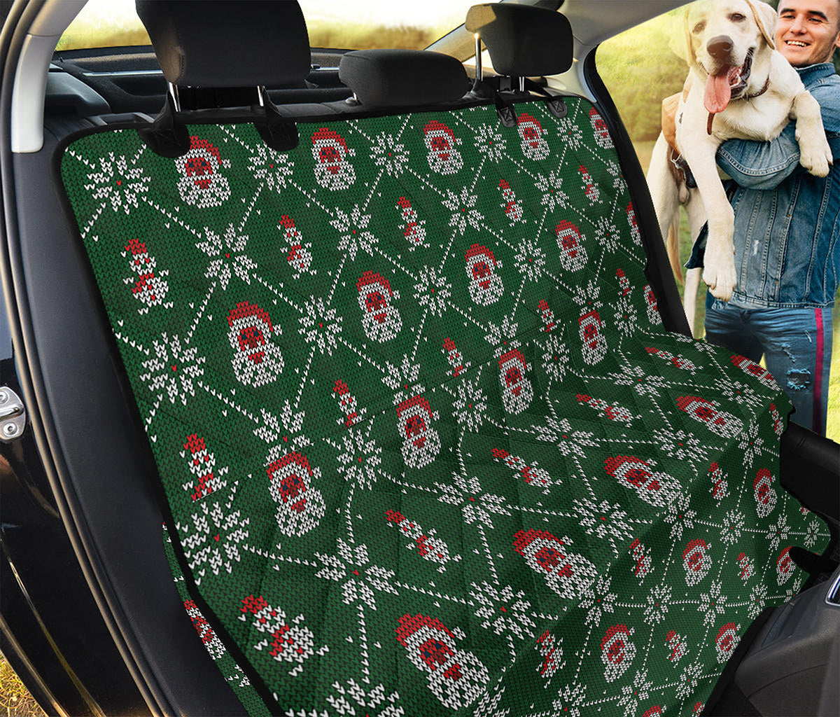 Santa Claus Knitted Pattern Print Pet Car Back Seat Cover