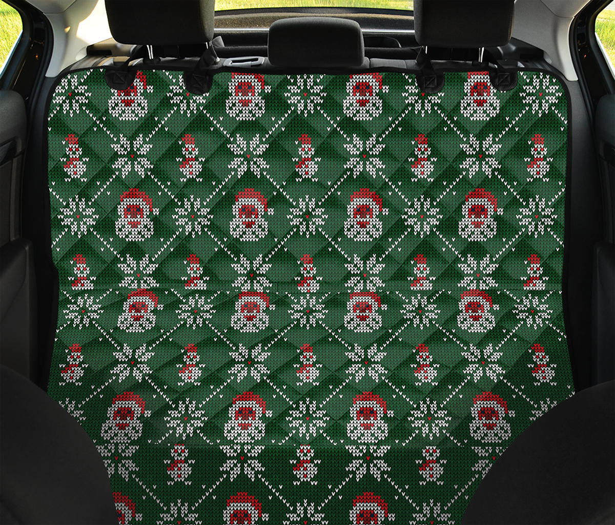 Santa Claus Knitted Pattern Print Pet Car Back Seat Cover