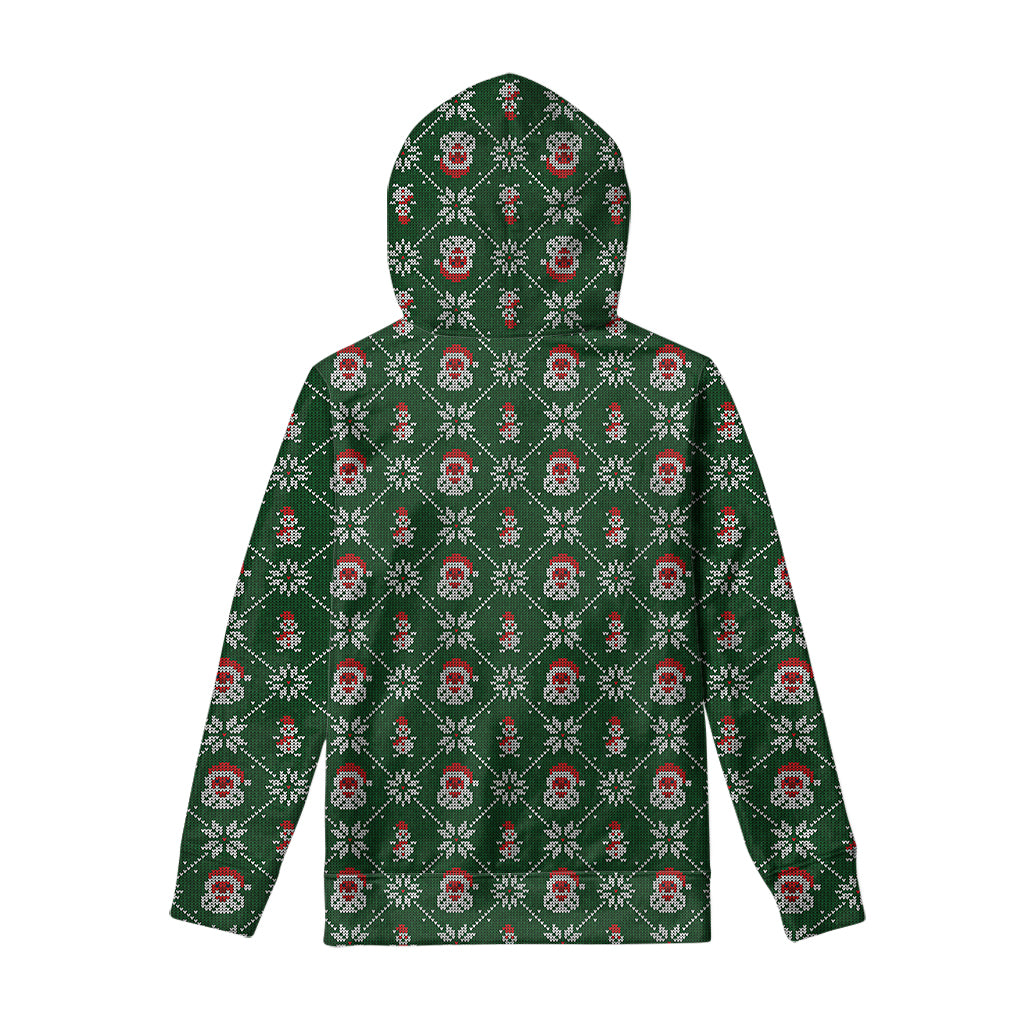 Santa Claus Knitted Pattern Print Pullover Hoodie