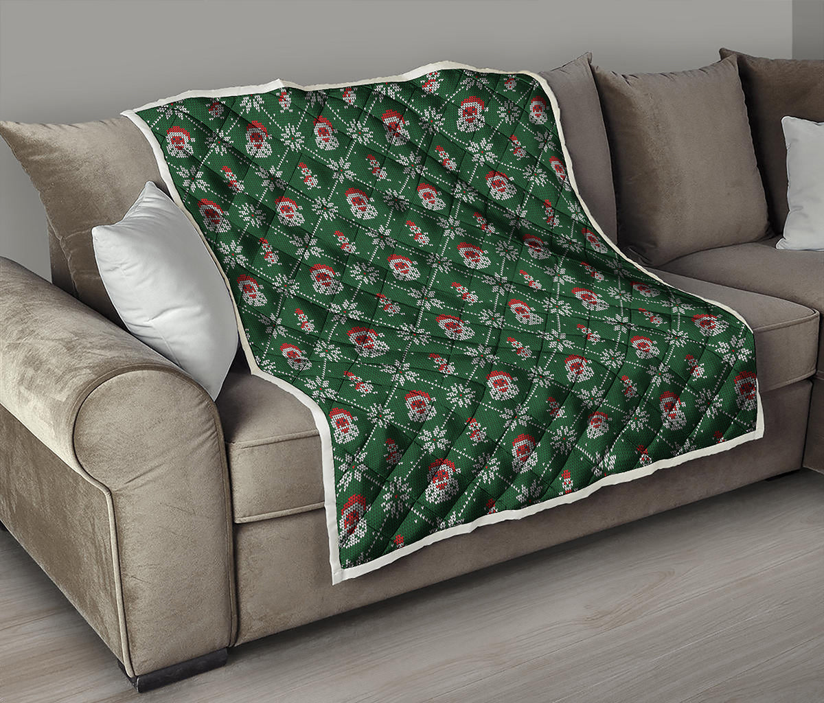 Santa Claus Knitted Pattern Print Quilt