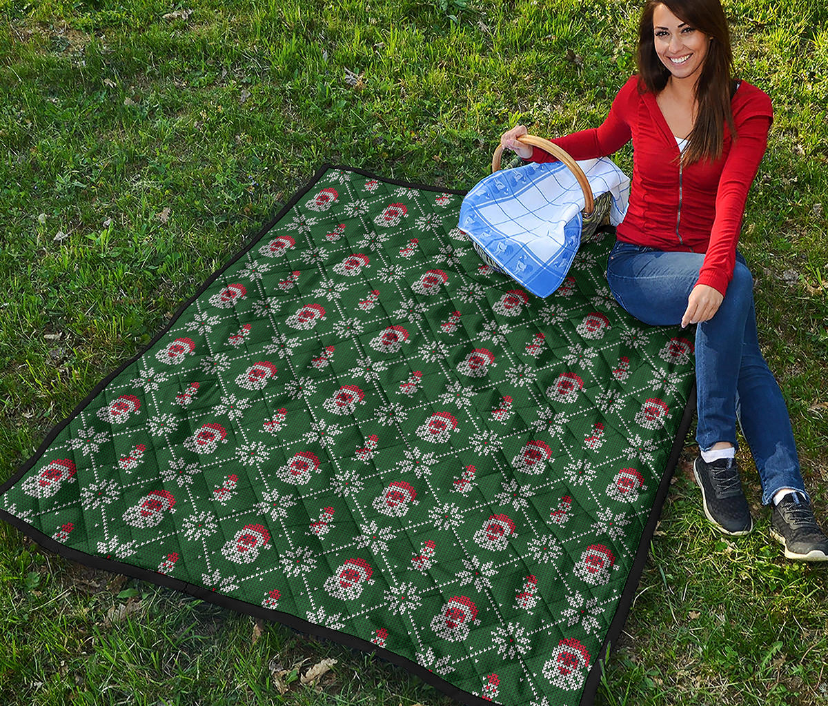 Santa Claus Knitted Pattern Print Quilt