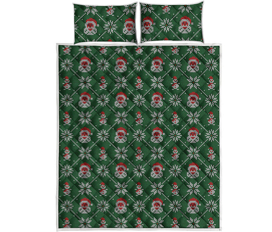 Santa Claus Knitted Pattern Print Quilt Bed Set