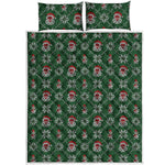 Santa Claus Knitted Pattern Print Quilt Bed Set