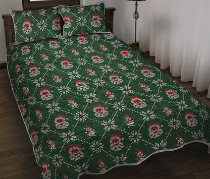 Santa Claus Knitted Pattern Print Quilt Bed Set