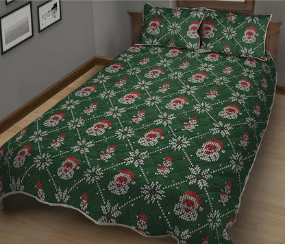 Santa Claus Knitted Pattern Print Quilt Bed Set