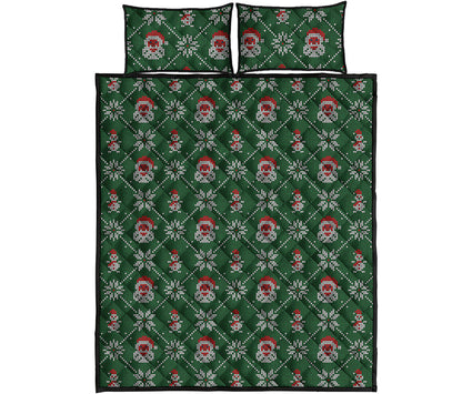 Santa Claus Knitted Pattern Print Quilt Bed Set