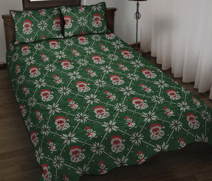 Santa Claus Knitted Pattern Print Quilt Bed Set