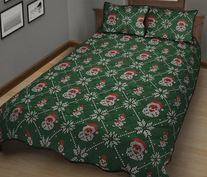 Santa Claus Knitted Pattern Print Quilt Bed Set