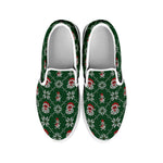 Santa Claus Knitted Pattern Print White Slip On Shoes