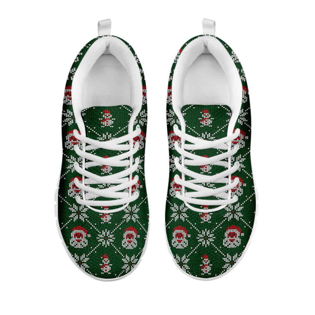 Santa Claus Knitted Pattern Print White Sneakers