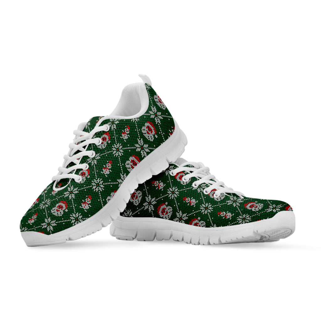 Santa Claus Knitted Pattern Print White Sneakers