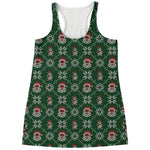 Santa Claus Knitted Pattern Print Women's Racerback Tank Top