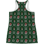 Santa Claus Knitted Pattern Print Women's Racerback Tank Top