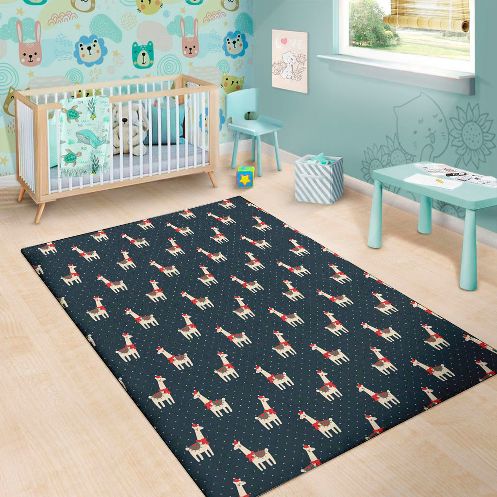 Santa Claus Llama Xmas Pattern Print Area Rug