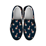 Santa Claus Llama Xmas Pattern Print Black Slip On Shoes