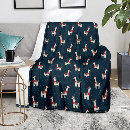 Santa Claus Llama Xmas Pattern Print Blanket