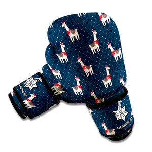 Santa Claus Llama Xmas Pattern Print Boxing Gloves