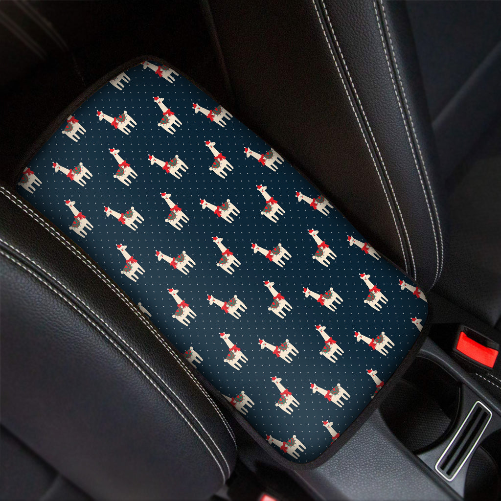 Santa Claus Llama Xmas Pattern Print Car Center Console Cover