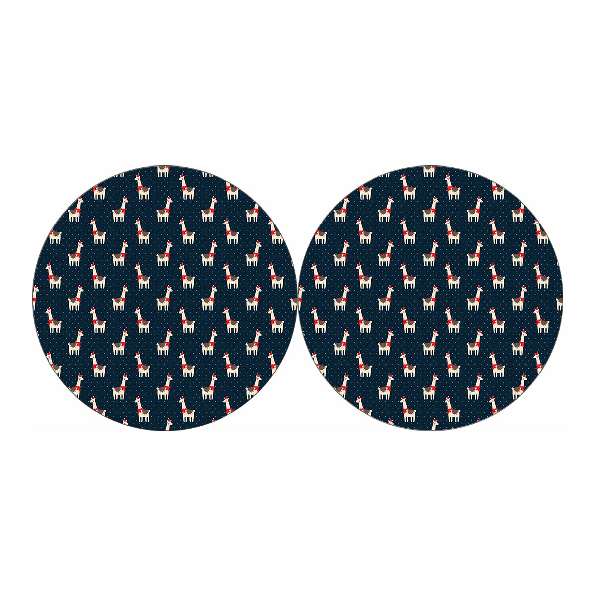 Santa Claus Llama Xmas Pattern Print Car Coasters