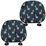 Santa Claus Llama Xmas Pattern Print Car Headrest Covers
