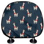 Santa Claus Llama Xmas Pattern Print Car Headrest Covers