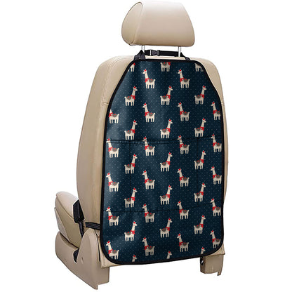 Santa Claus Llama Xmas Pattern Print Car Seat Organizers