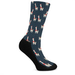 Santa Claus Llama Xmas Pattern Print Crew Socks