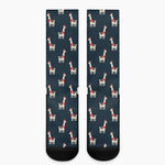 Santa Claus Llama Xmas Pattern Print Crew Socks