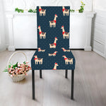 Santa Claus Llama Xmas Pattern Print Dining Chair Slipcover