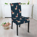 Santa Claus Llama Xmas Pattern Print Dining Chair Slipcover