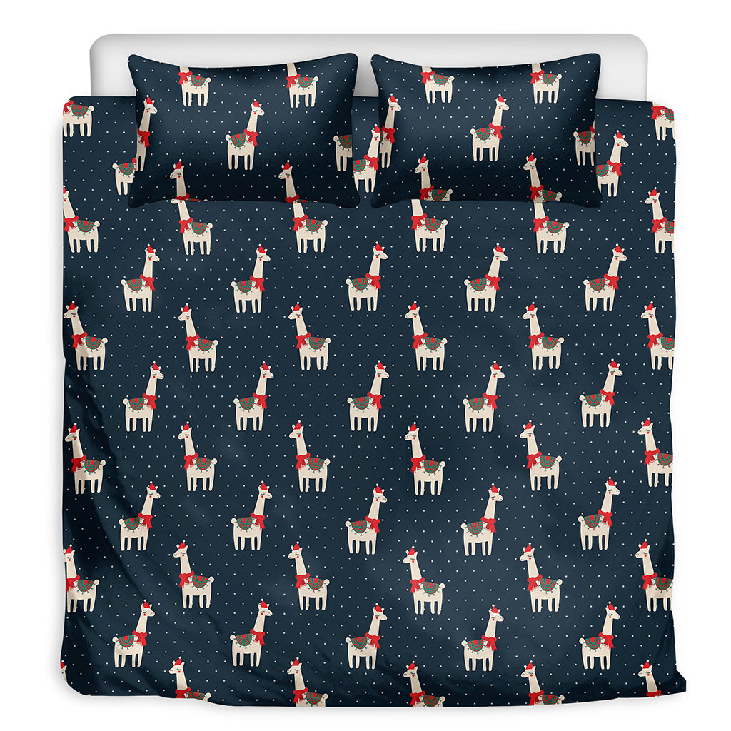 Santa Claus Llama Xmas Pattern Print Duvet Cover Bedding Set
