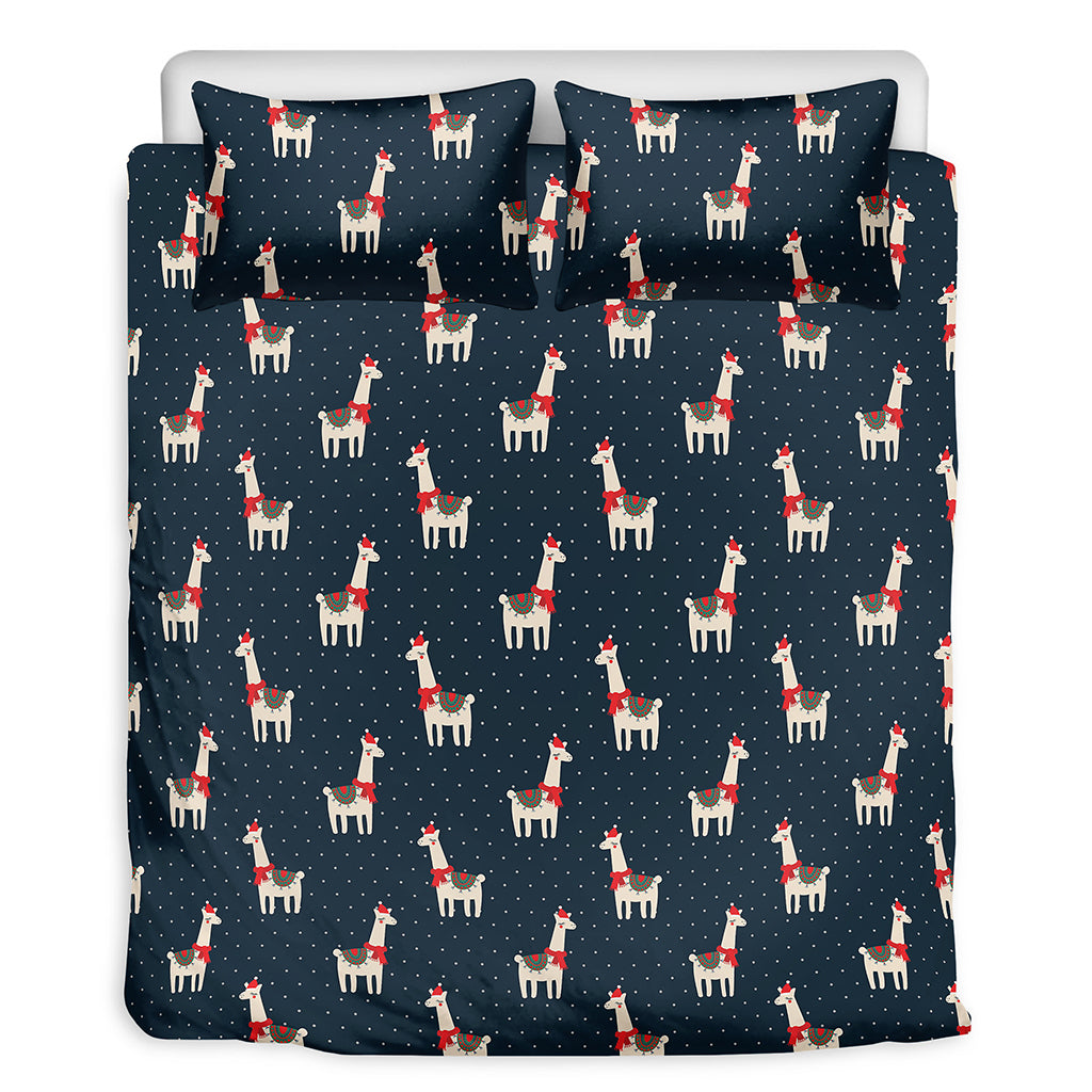 Santa Claus Llama Xmas Pattern Print Duvet Cover Bedding Set