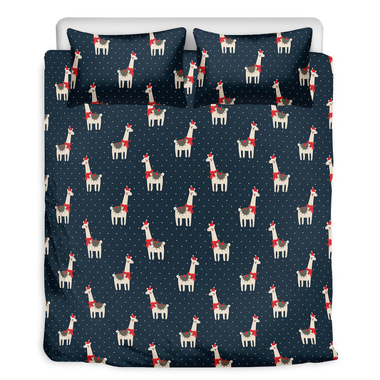 Santa Claus Llama Xmas Pattern Print Duvet Cover Bedding Set