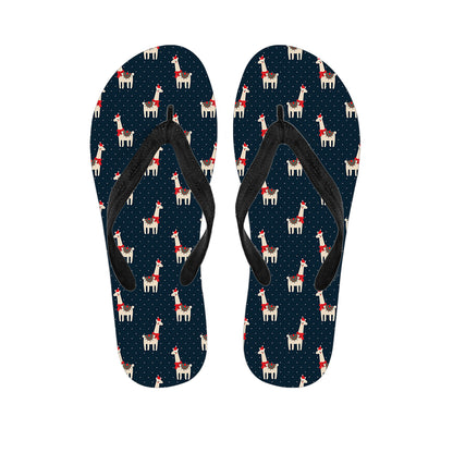 Santa Claus Llama Xmas Pattern Print Flip Flops