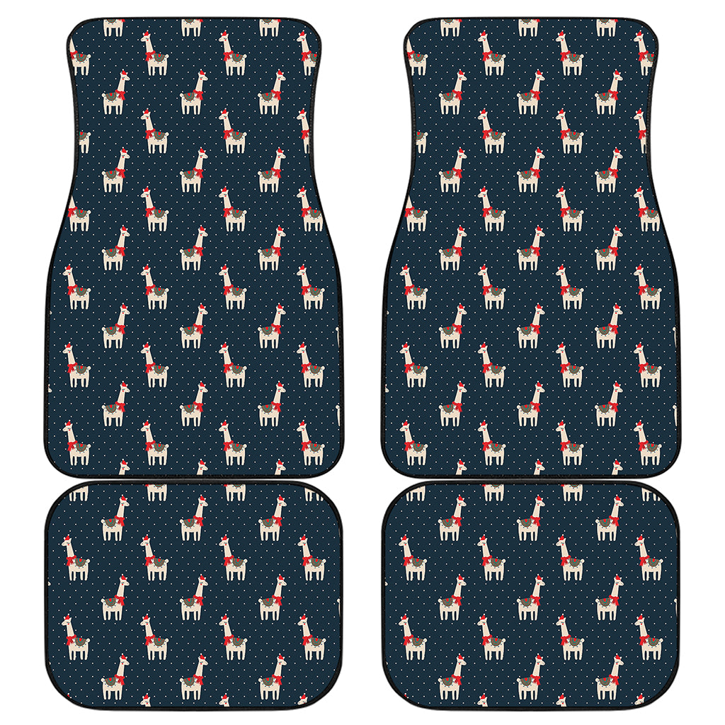 Santa Claus Llama Xmas Pattern Print Front and Back Car Floor Mats