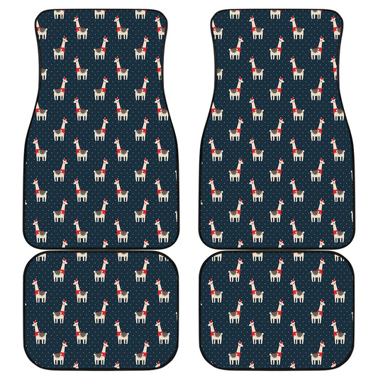 Santa Claus Llama Xmas Pattern Print Front and Back Car Floor Mats