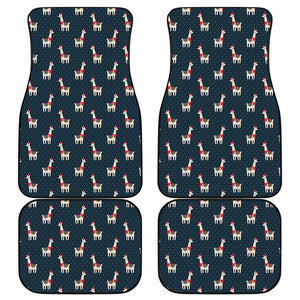 Santa Claus Llama Xmas Pattern Print Front and Back Car Floor Mats