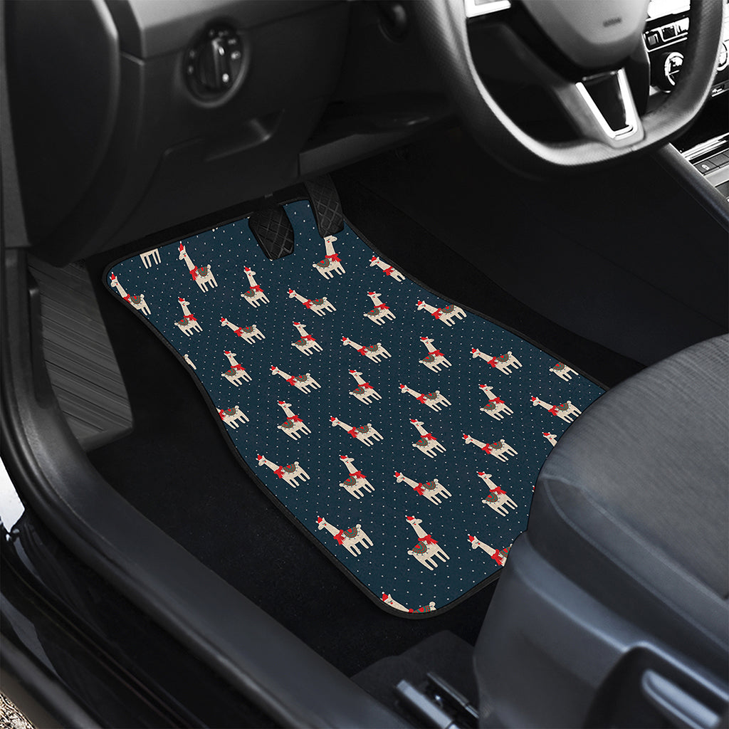 Santa Claus Llama Xmas Pattern Print Front and Back Car Floor Mats