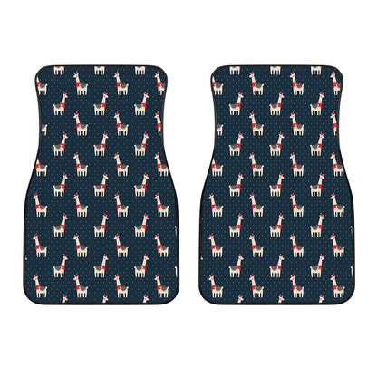 Santa Claus Llama Xmas Pattern Print Front Car Floor Mats