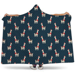 Santa Claus Llama Xmas Pattern Print Hooded Blanket