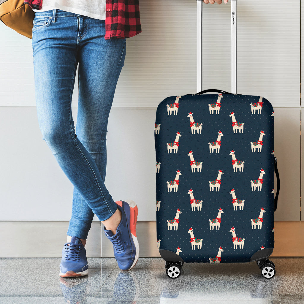 Santa Claus Llama Xmas Pattern Print Luggage Cover