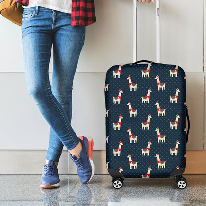 Santa Claus Llama Xmas Pattern Print Luggage Cover