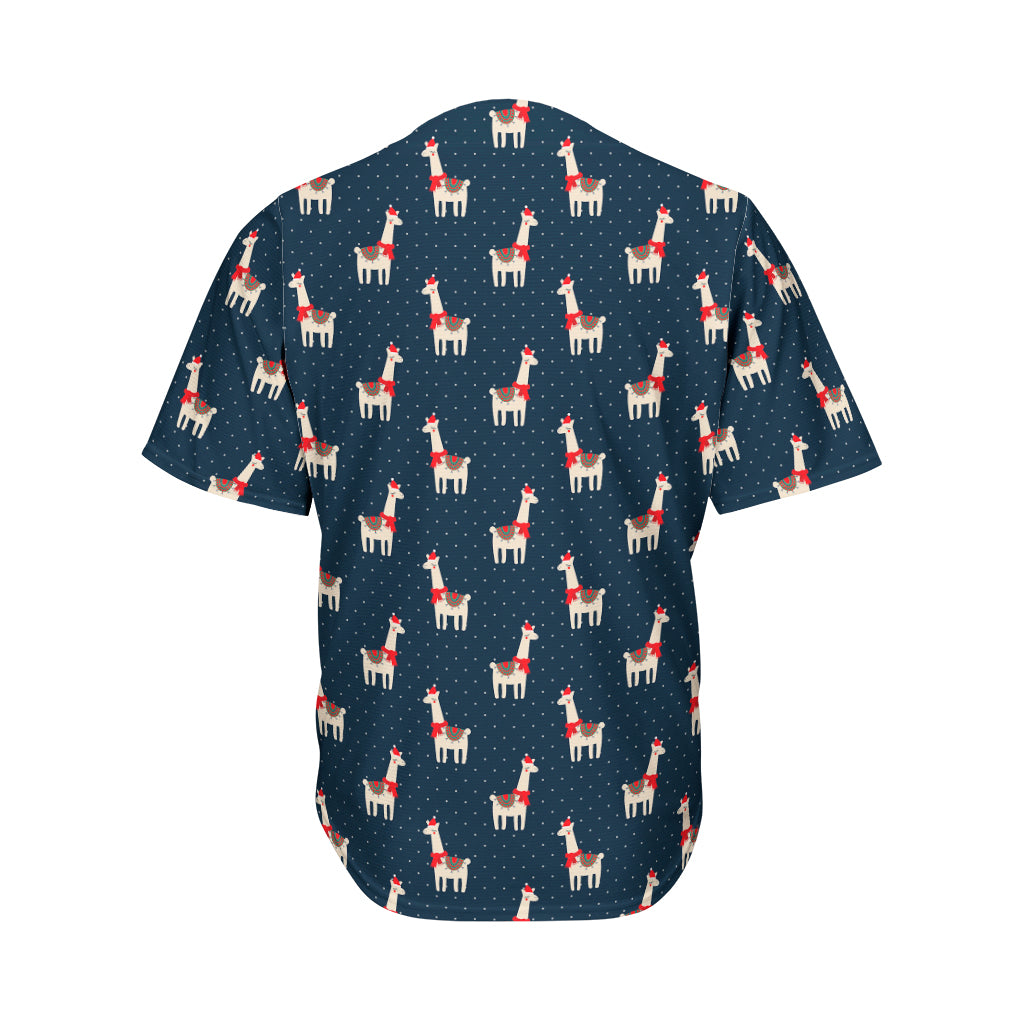 Santa Claus Llama Xmas Pattern Print Men's Baseball Jersey